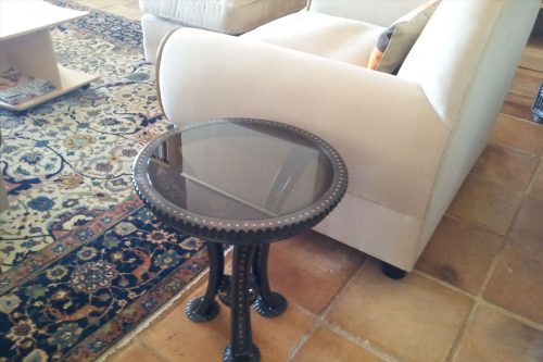 Table basse ronde en fer forgé  style art déco Edgar Brandt