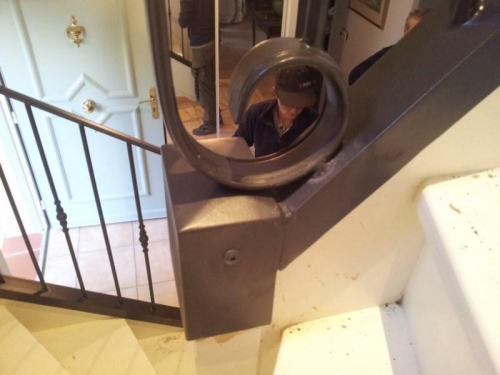 rampe en fer forgé sur escalier bois Paris